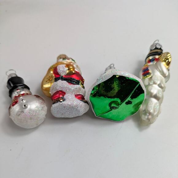 Mouthblown Christmas Ornaments 2.5" Set 4 Snowman Tree Santa Claus Holiday Decor - Picture 15 of 16